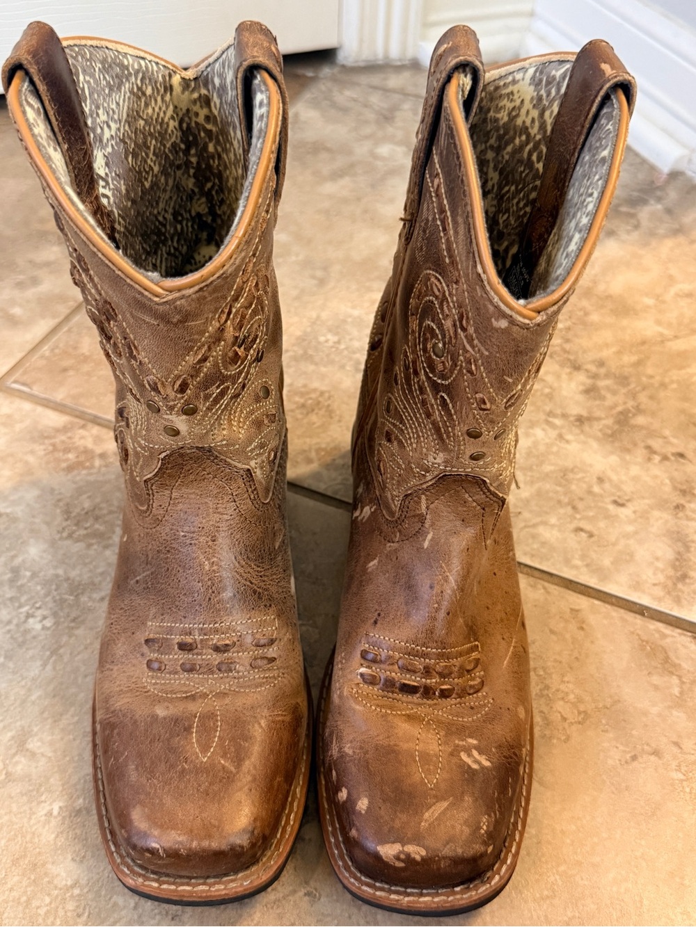 Smoky Mountain Brown Leather Western Boots - Boys Sz 2.5 R, Style 3853C